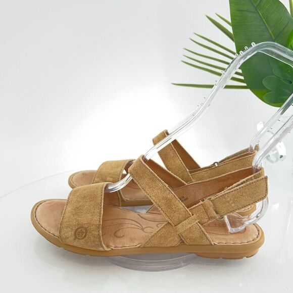 Born Womens Sandal Size 8 Brown Suede Leather Flat Slingback Open Toe Shoe - Picture 5 of 13